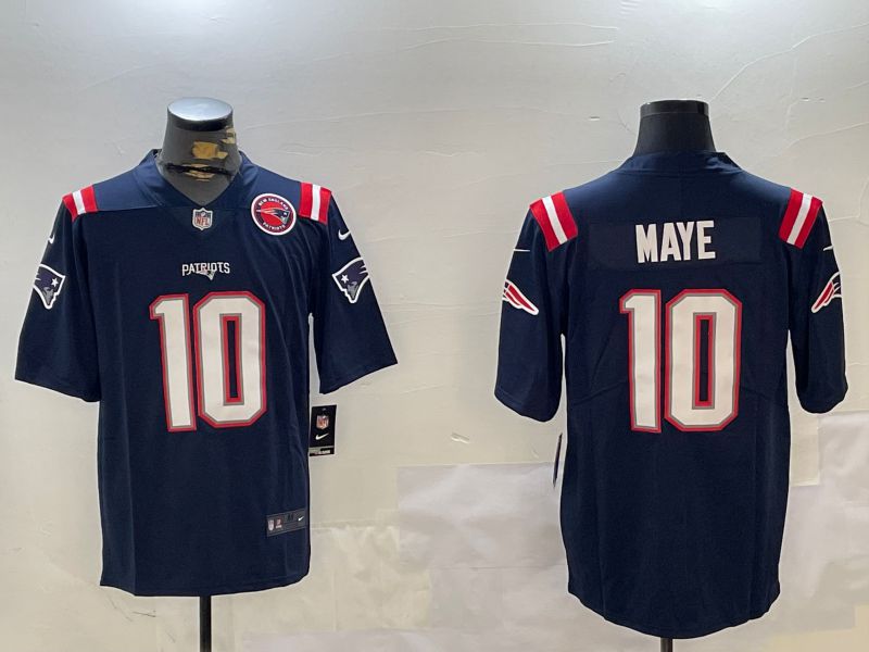 Men New England Patriots #10 Maye Blue Second generation 2024 Nike Limited NFL Jersey style 2